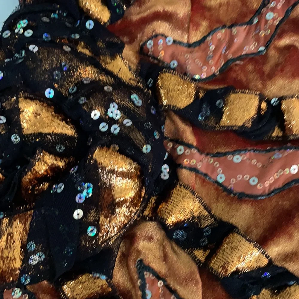 Custom dance costume velour sequins bronze sz L